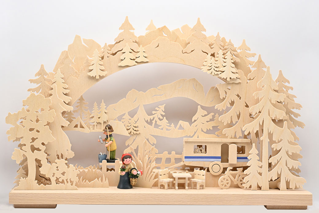 3D-Schwibbogen kl., Campingfreuden, 2 Figuren 3D-Schwibbogen kl., Campingfreuden, 2 Figuren