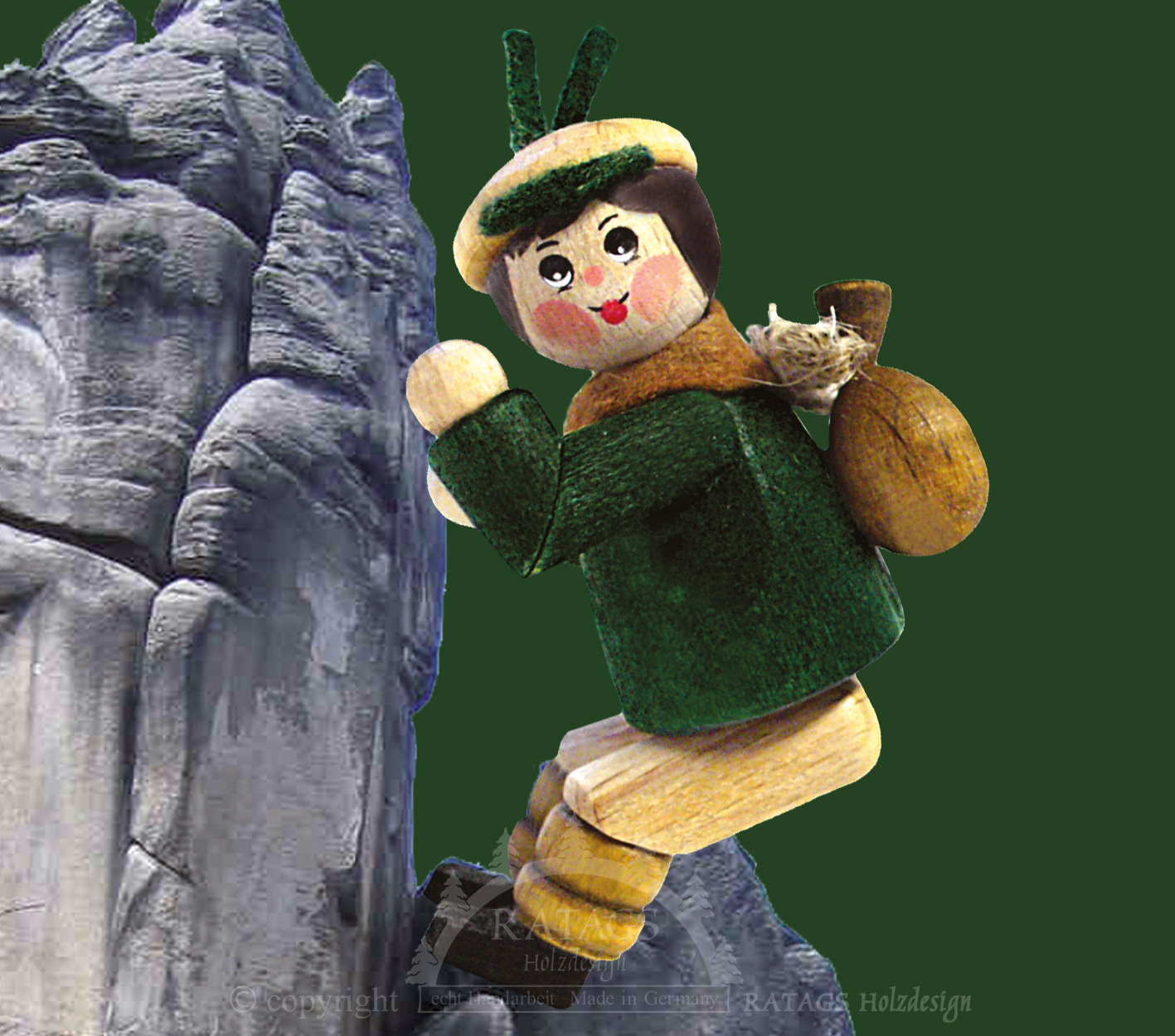 Figur, Bergsteiger, grüne Jacke Figur, Bergsteiger, grüne Jacke