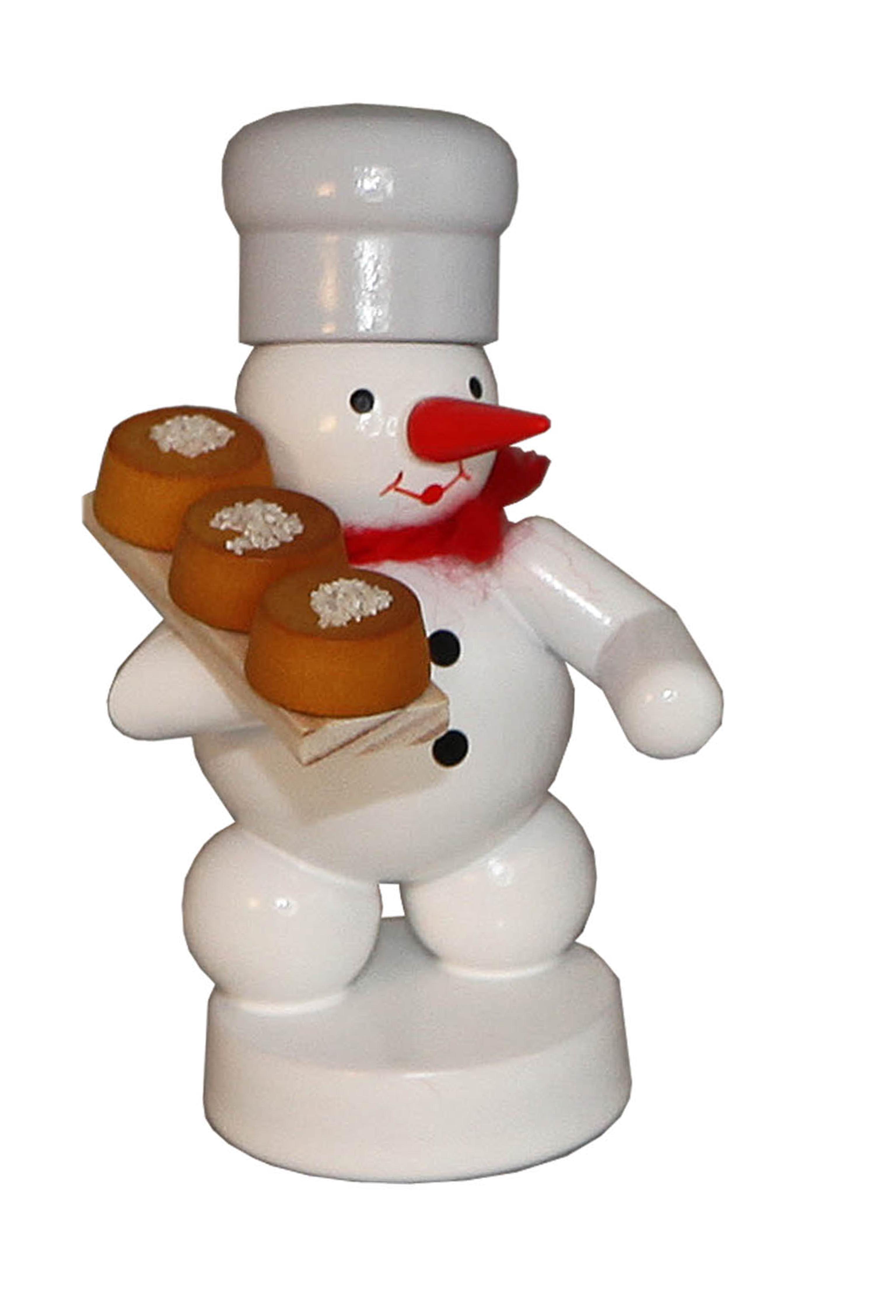 Bäcker Schneemann mit Kuchen 4 x 8 x 4 cm, farbig
