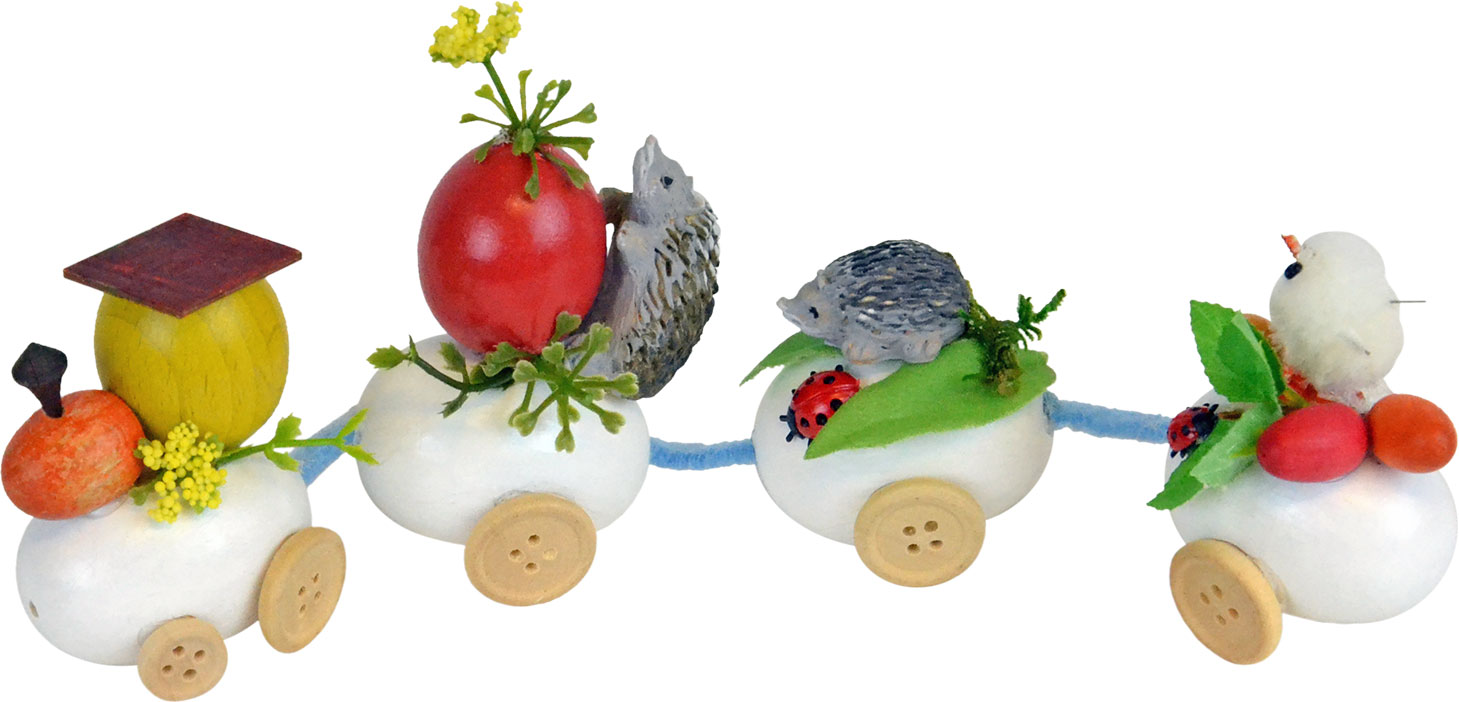 Oster-Eier-Zug mit Igeln und Küken Oster-Eier-Zug mit Igeln und Küken