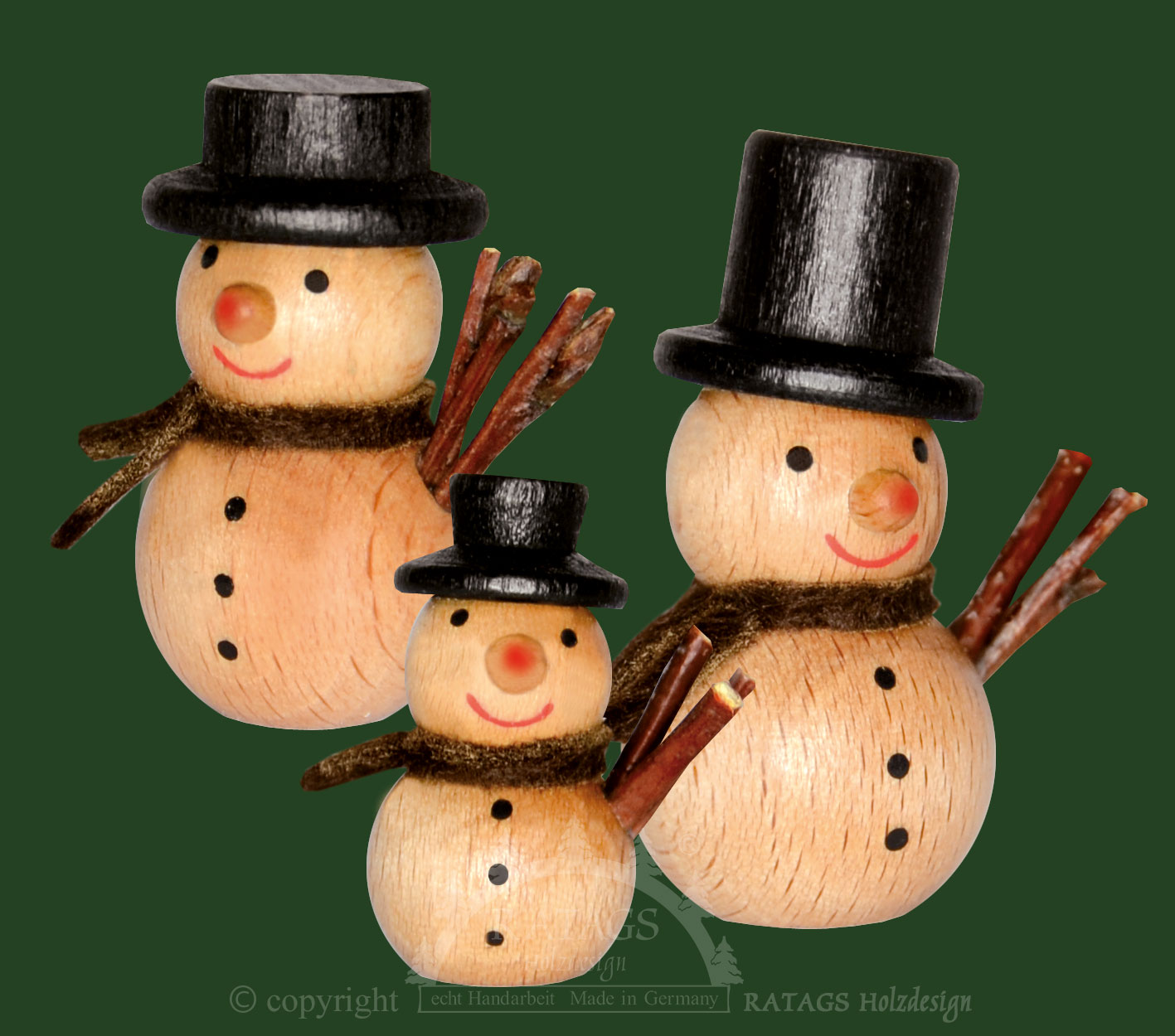 Miniaturfiguren, 3er Set, Schneemänner, schwarz, braun Miniaturfiguren, 3er Set, Schneemänner, schwarz, braun