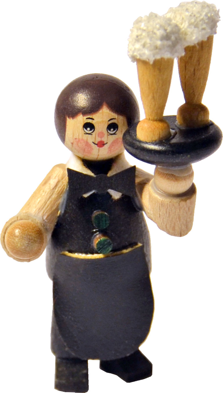 Figur, Kellner, Tablett mit Biergläsern Figur, Kellner, Tablett mit Biergläsern