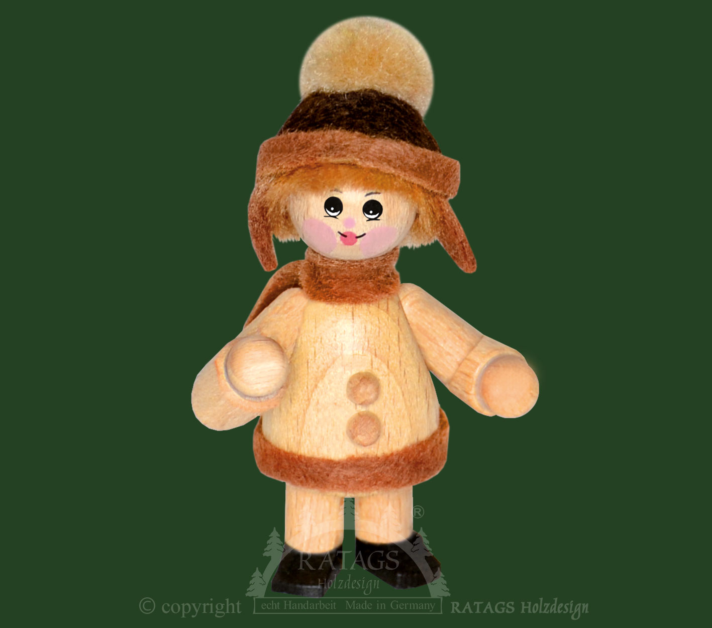 Sammler-Püppchen, Figur, Winterkind mit braune Schal und M