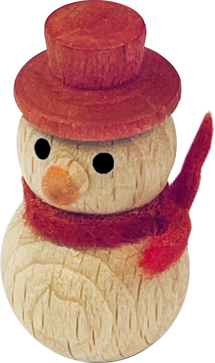 Schneemann mini, natur, roter Hut