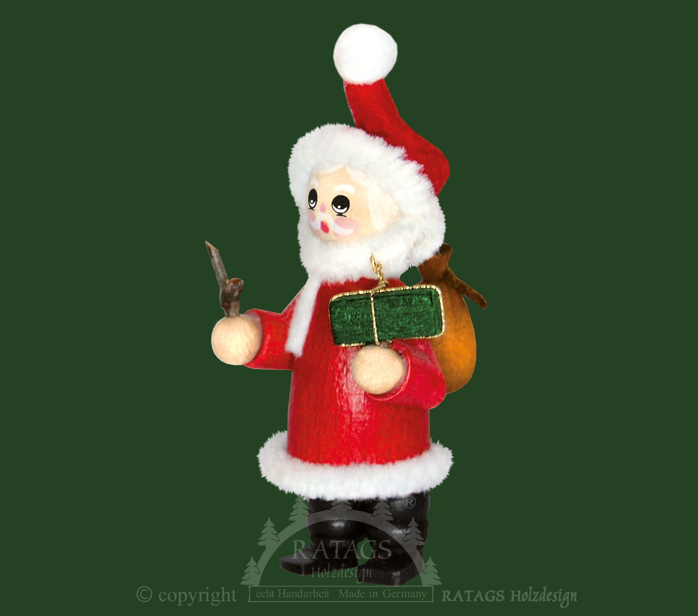 Figur, Weihnachtsmann stehend mit Rute Figur, Weihnachtsmann stehend mit Rute