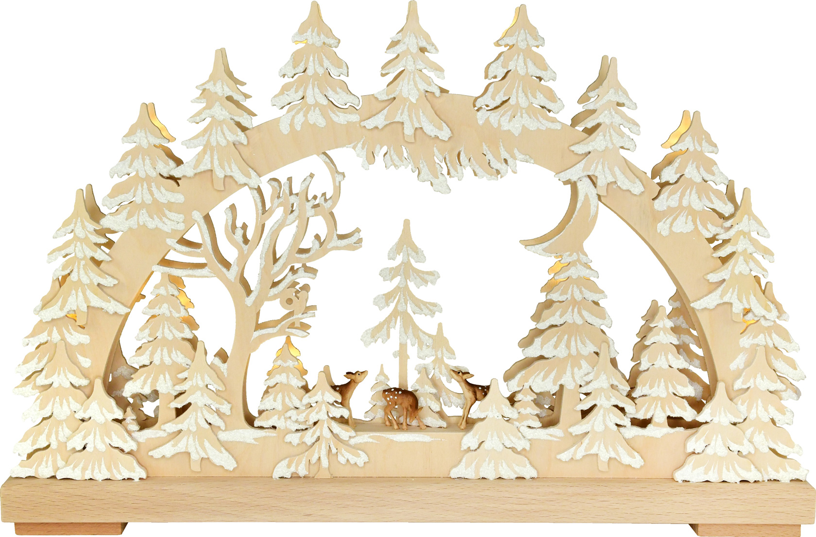 Schwibbogen kl., Rehe in der Abenddämmerung, Raureif Schwibbogen kl., Rehe in der Abenddämmerung, Raureif