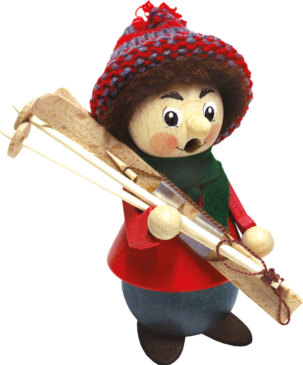 Räuchermännchen, Skifahrer, rot Kurzlatscher
