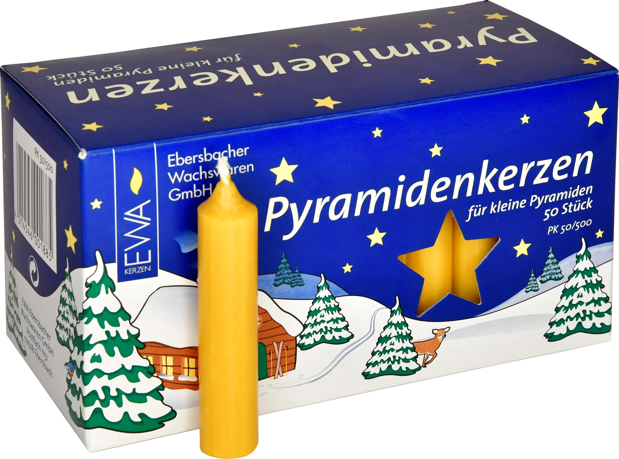 Pyramidenkerzen, 50 Stück, gelb