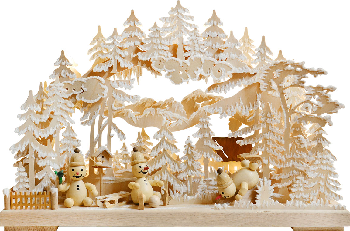 3D-Schwibbogen klein, Schneemannparadies, Raureif 3D-Schwibbogen klein, Schneemannparadies, Raureif