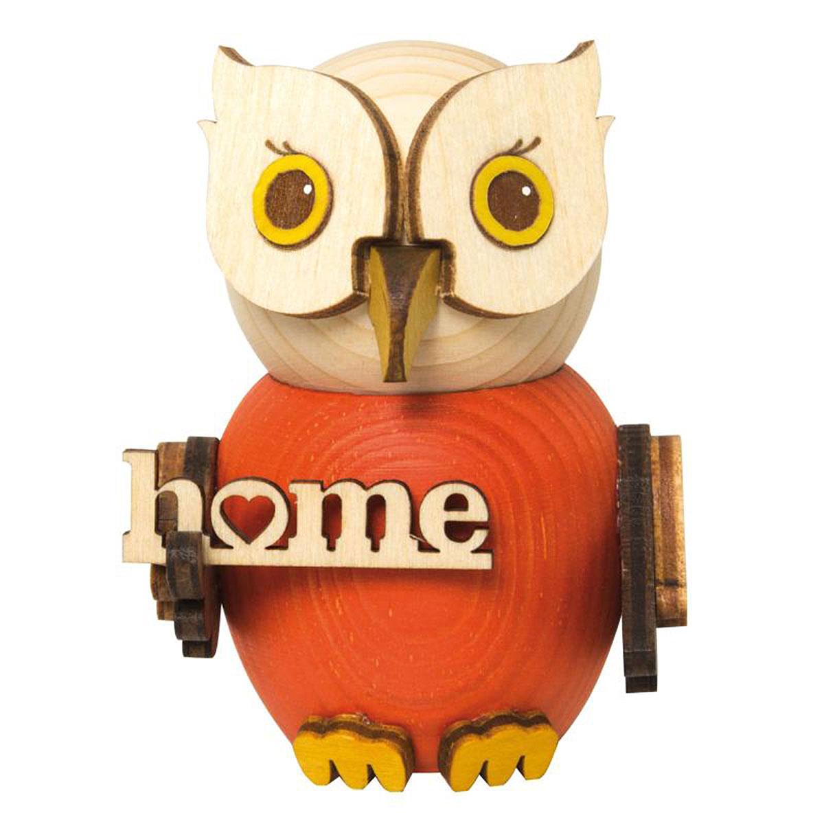 Mini Eule "home" farbig, ca. 7 cm, Holzfigur 2022