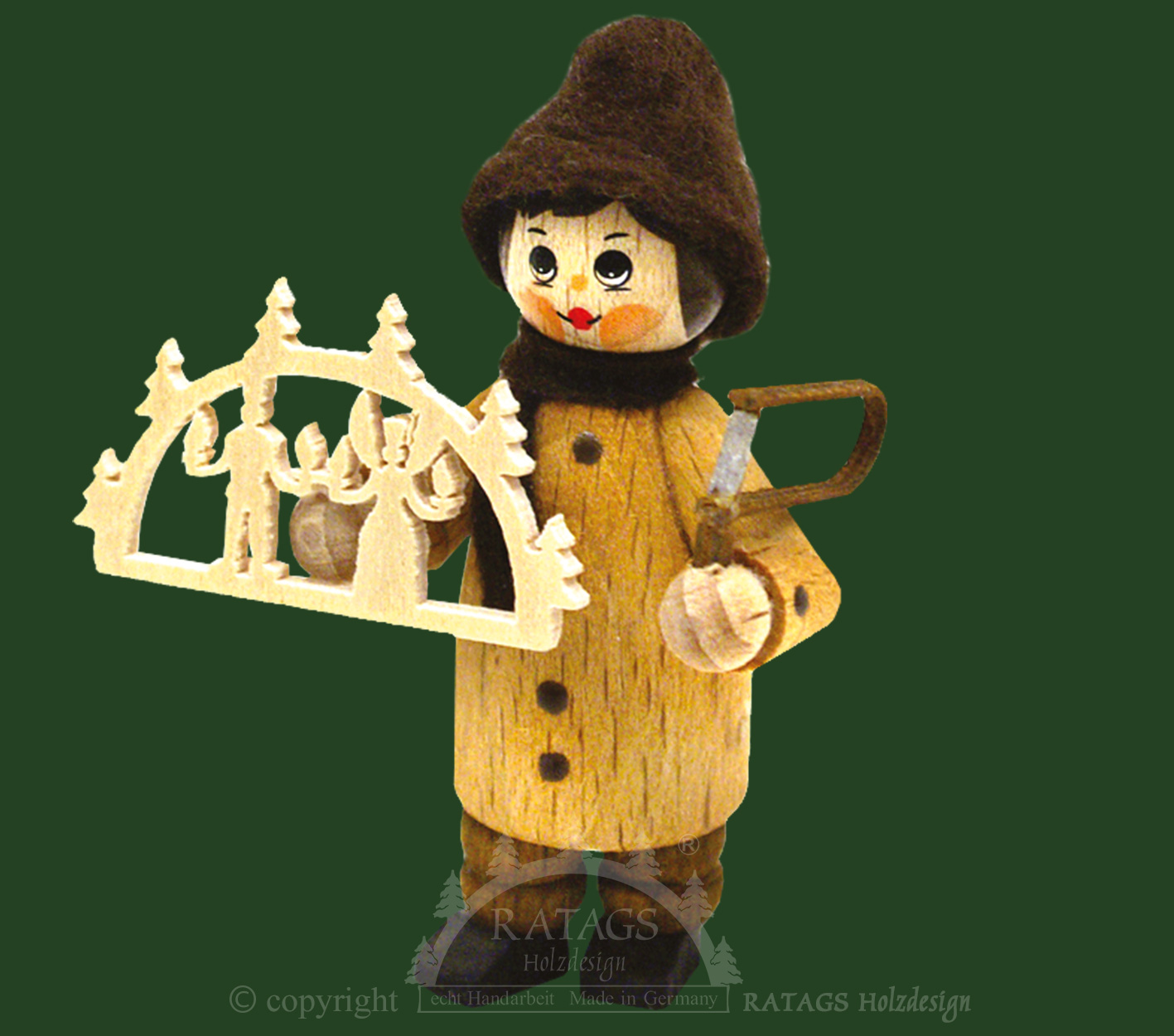 Figur, Schwibbogenbauer stehend, natur, brauner Hut Figur, Schwibbogenbauer stehend, natur, brauner Hut