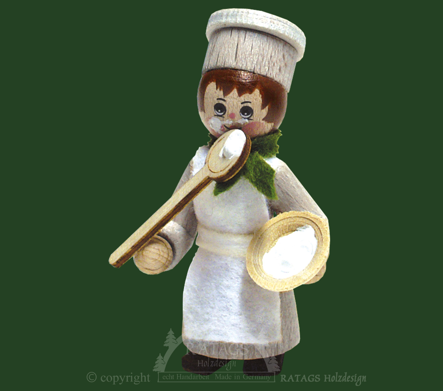 Figur, Naschkatze mit Löffel und Cremschüssel