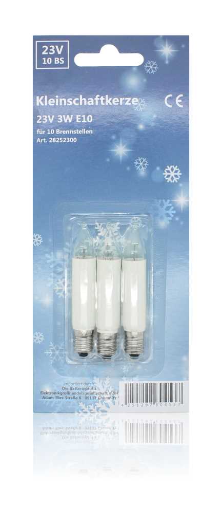 Kleinschaftkerze 23V 3W E10 3-er Blister