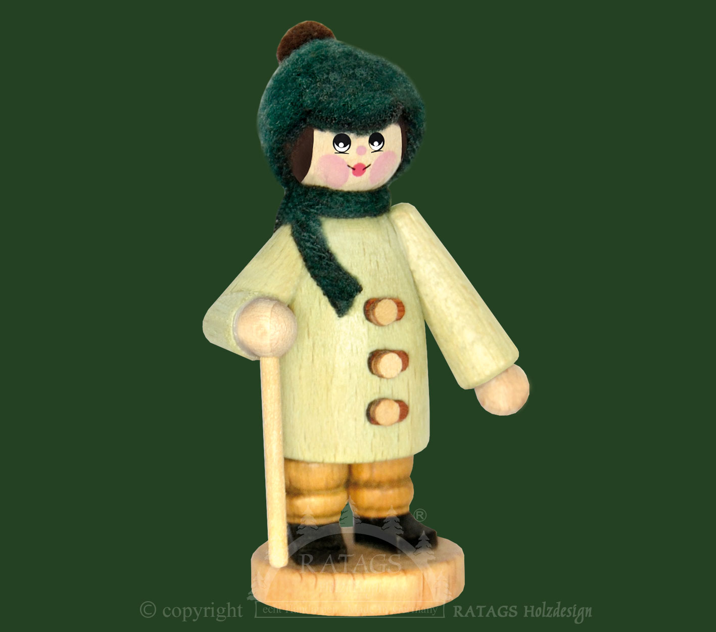 Figur, Herr im Winter mit Stock,