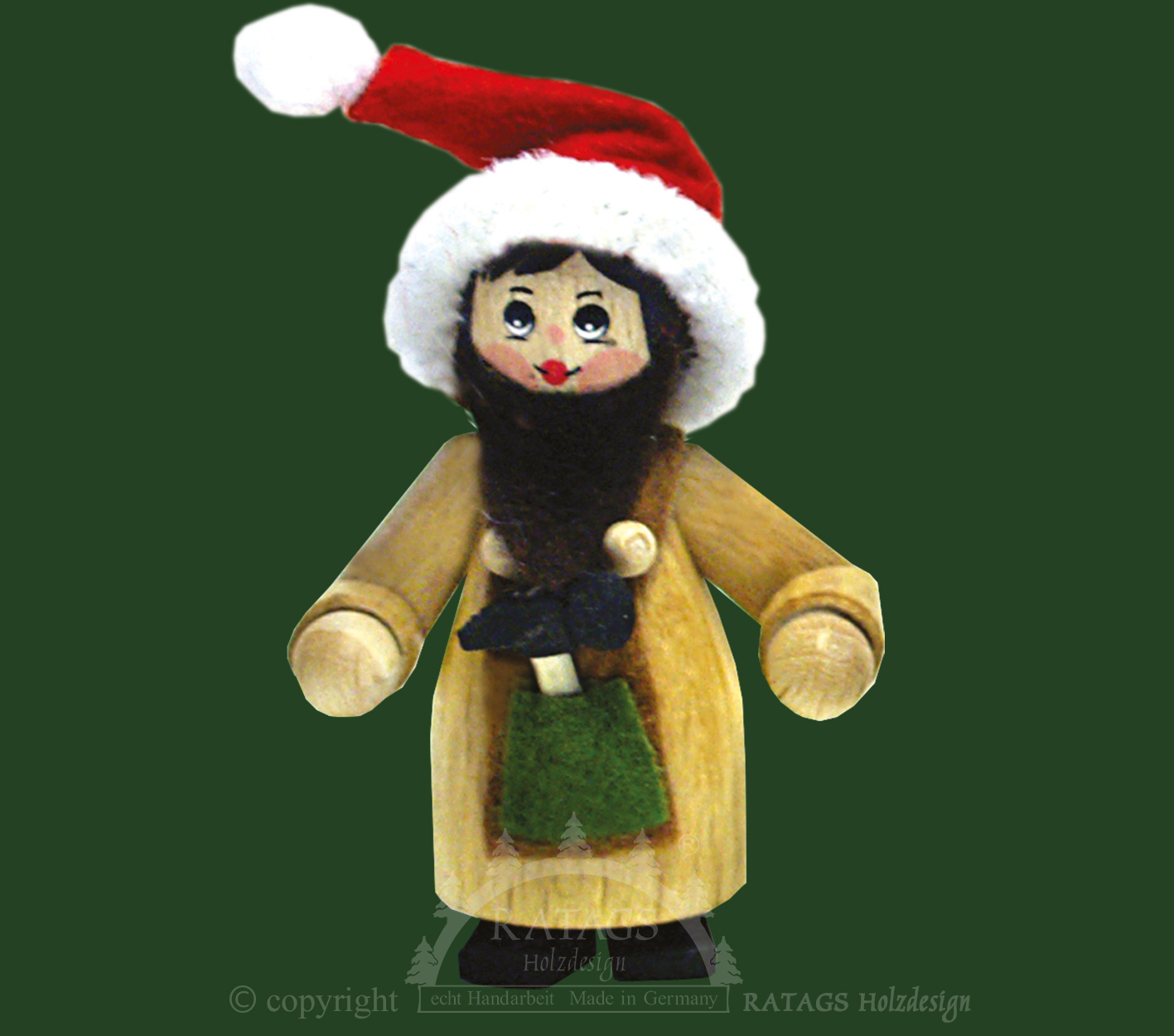 Figur, Wichtel mit roter Weihnachtsmann-Mütze, Hammer Figur, Wichtel mit roter Weihnachtsmann-Mütze, Hammer