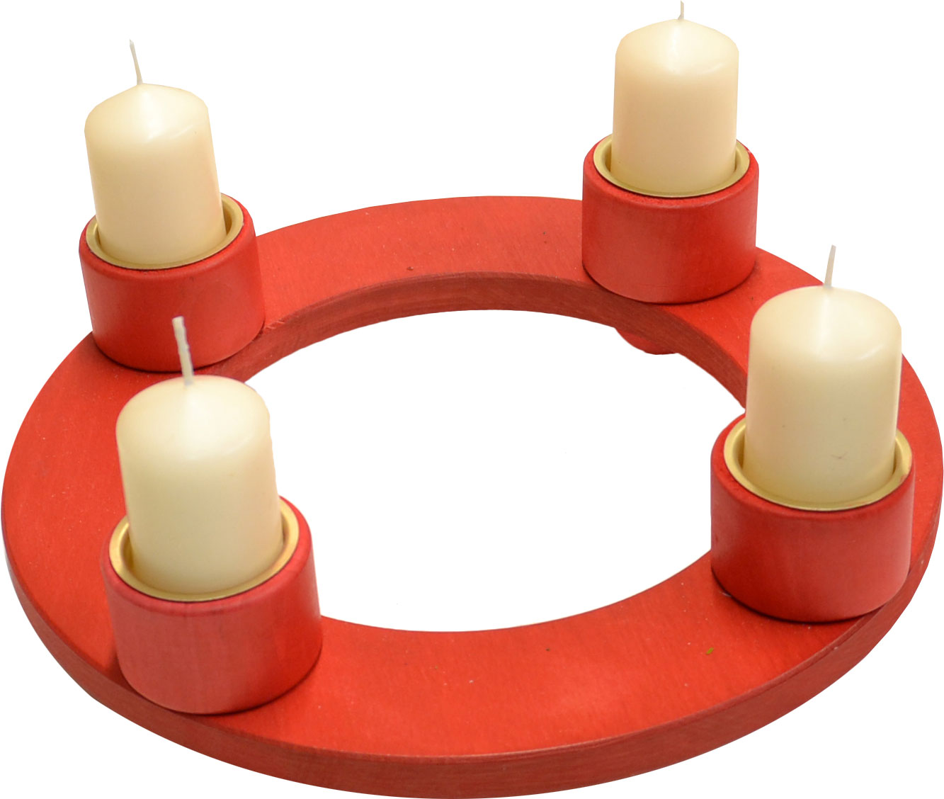 Massivholz-Adventsleuchter, rot, 4 Kerzenhalter