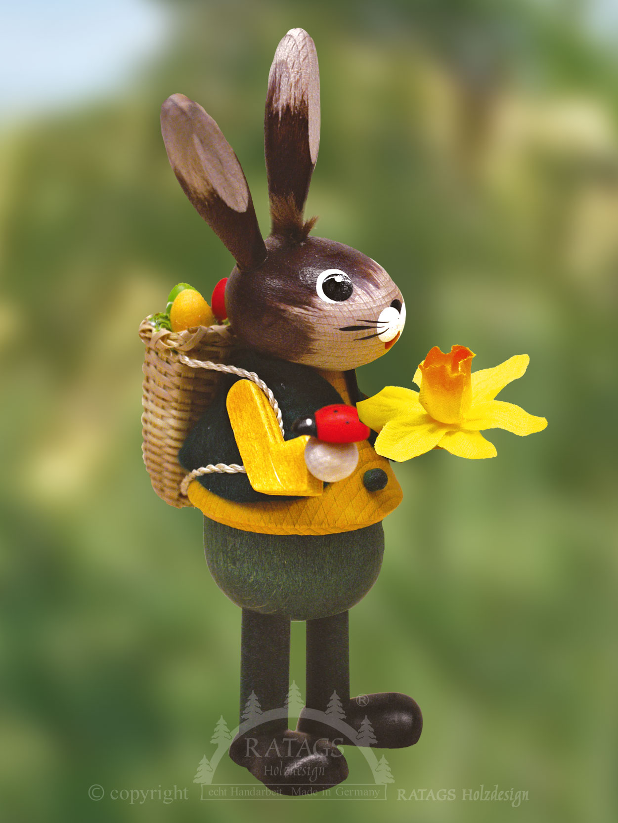 Hase, Frühlingshase, Huckkorb, Blume