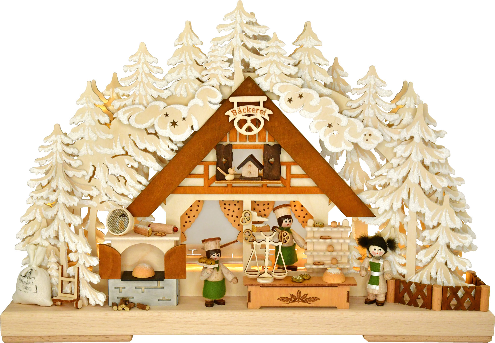 3D-Schwibbogen kl., Bäckerei + LED Raureif 3D-Schwibbogen kl., Bäckerei + LED Raureif