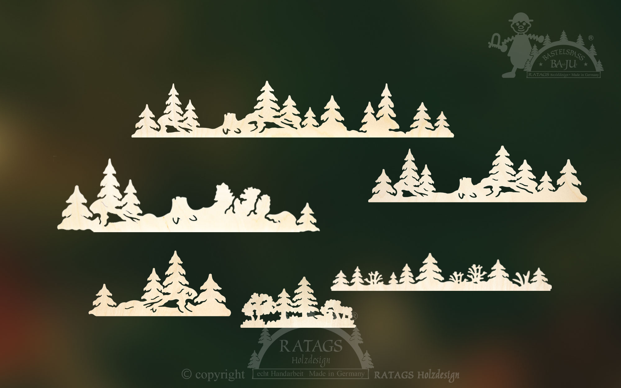 Bäume zum Basteln, 6er Set (Baumreihen) Bäume zum Basteln, 6er Set (Baumreihen)