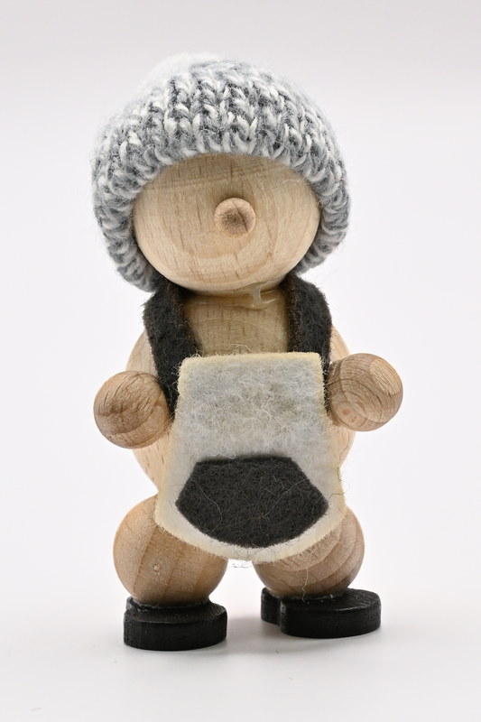 Schneemann natur, stehend graue Mütze, Schürze, H 6,5 cm Schneemann natur, stehend graue Mütze, Schürze, H 6,5 cm