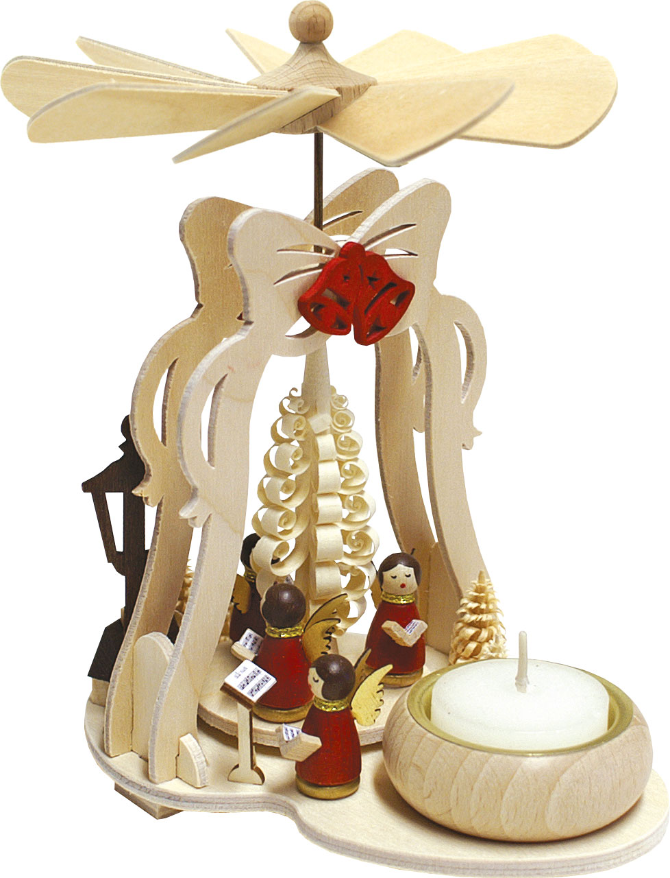 Mini-Glockenpyramide,  rote Engel, rot, Teelicht