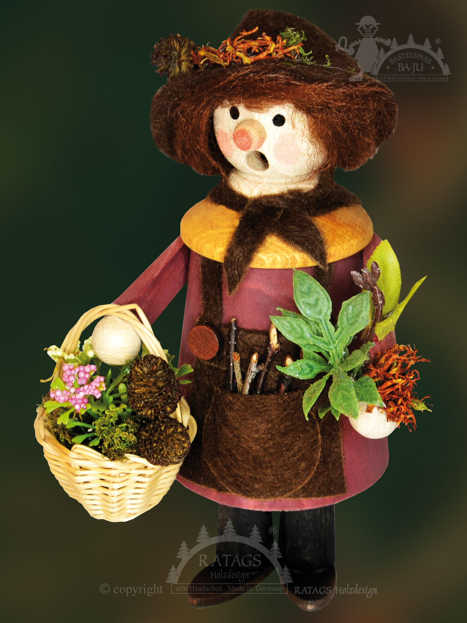 Räuchermännchen zum Basteln, Waldfrau Räuchermännchen zum Basteln, Waldfrau