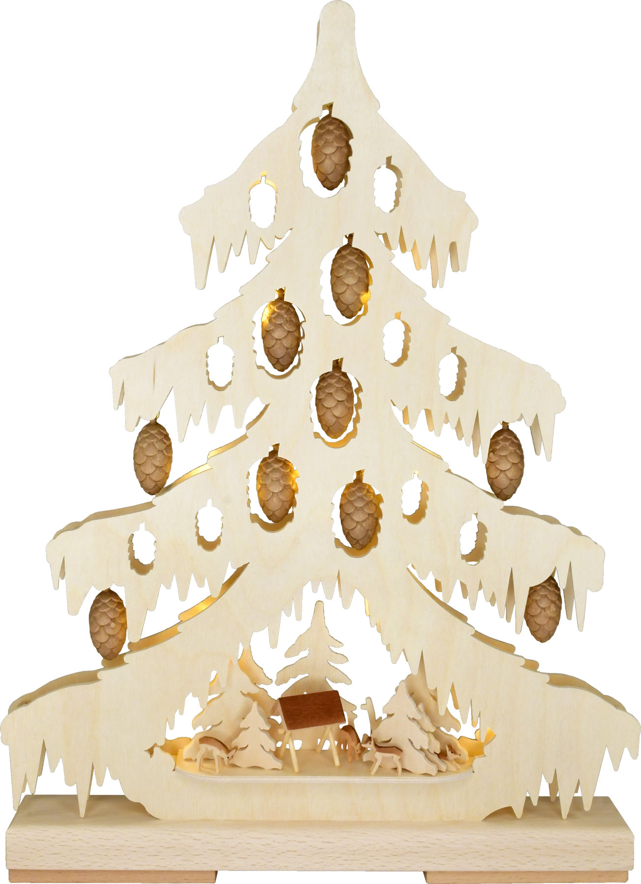 Tanne klein, geschnitzte Zapfen, Minikrippe, USB