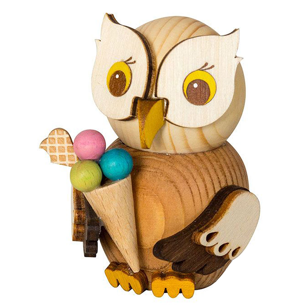 Mini Eule mit Eis ca. 7 cm, Holzfigur 2021