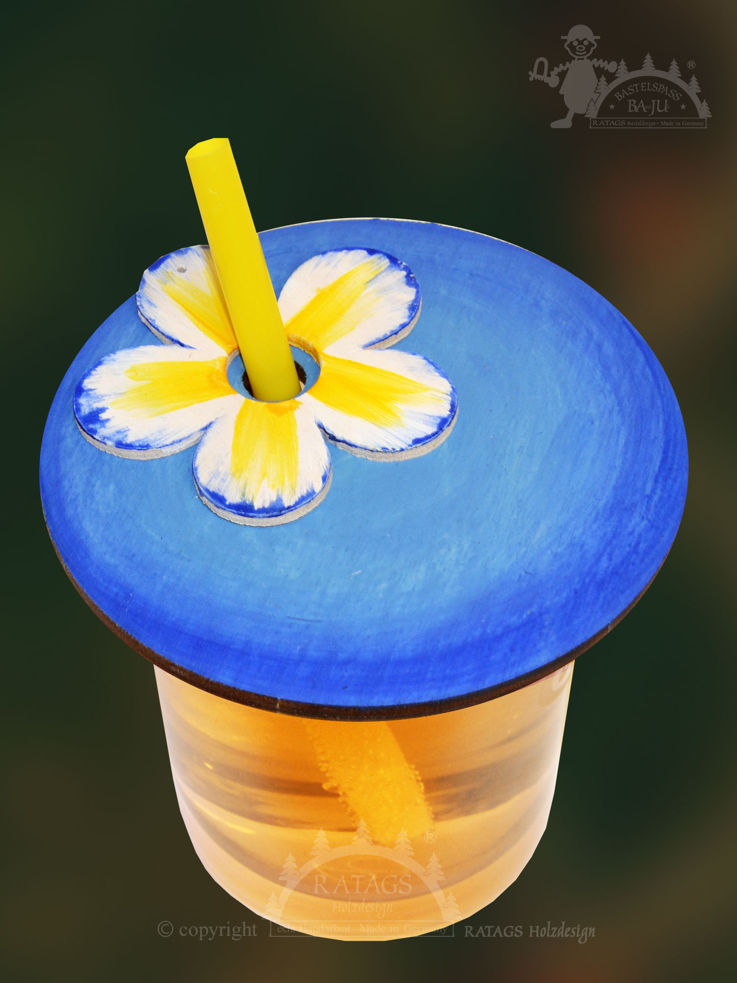 Getränkeabdeckung, rund, blau Motiv Blume Getränkeabdeckung, rund, blau Motiv Blume