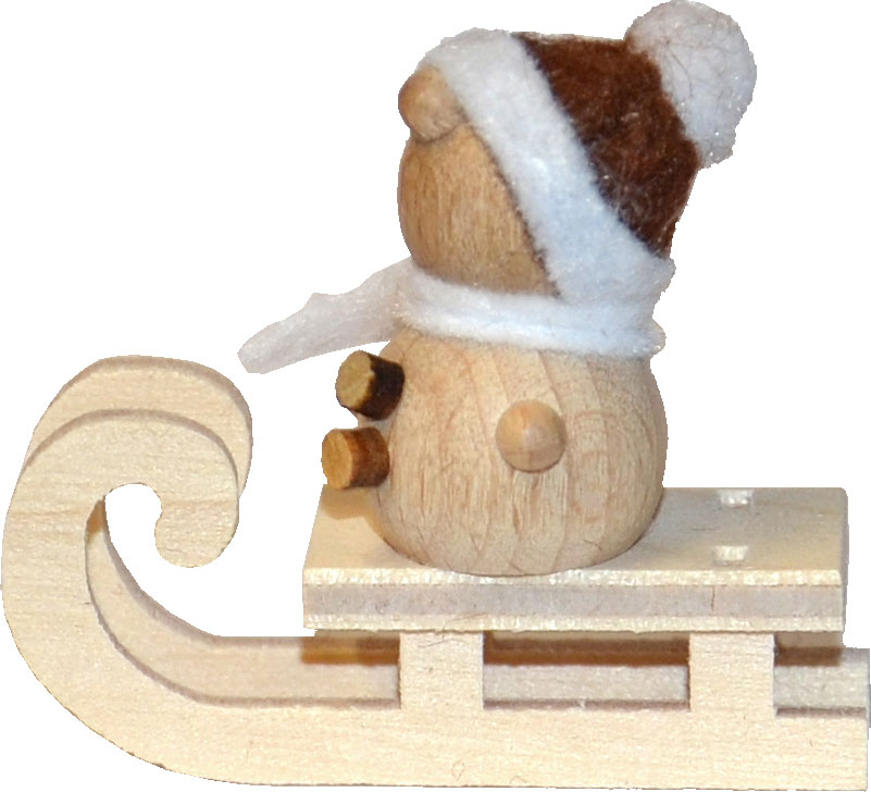 Schneemann auf Schlitten, braune Mütze 2,5 x 4 cm (BxH) Schneemann auf Schlitten, braune Mütze 2,5 x 4 cm (BxH)