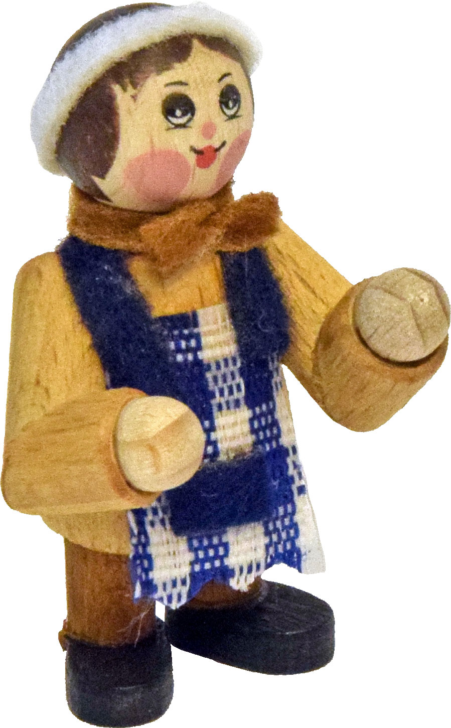 Figur, blau karierte Schürze Figur, blau karierte Schürze