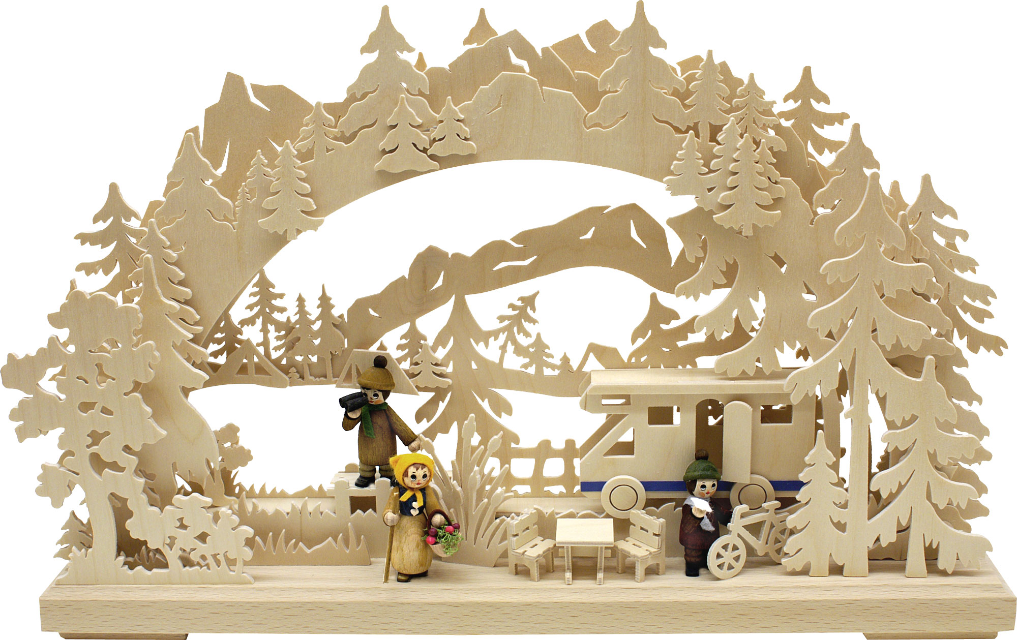 3D-Schwibbogen kl., Camping, Angler u. Pilzsammler 3D-Schwibbogen kl., Camping, Angler u. Pilzsammler