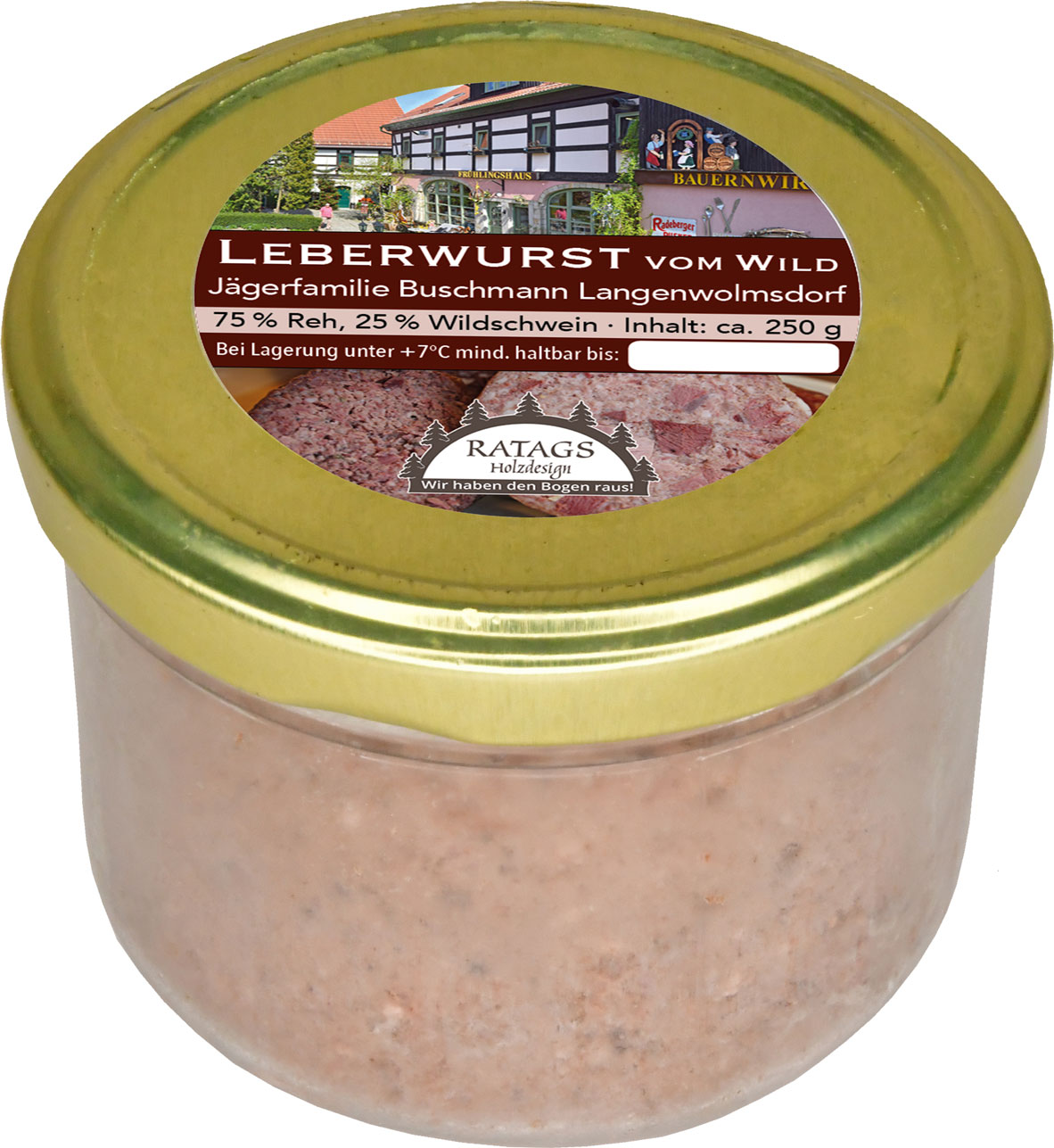 Leberwurst mit Wild - im Glas / 200g Wurstglas Leberwurst mit Wild - im Glas / 200g Wurstglas