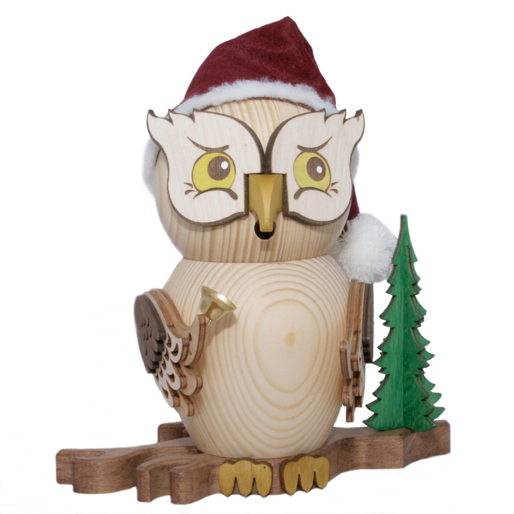 Rauchfigur, Eule Weihnachtsmann ca. 15 cm