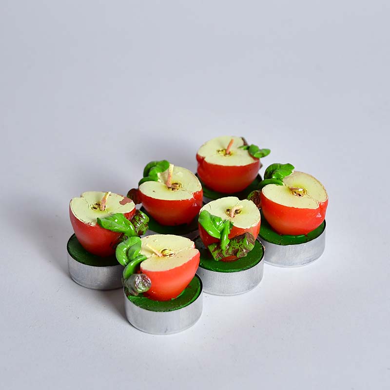 Teelichtkerzen Apfel 6 Stück rot