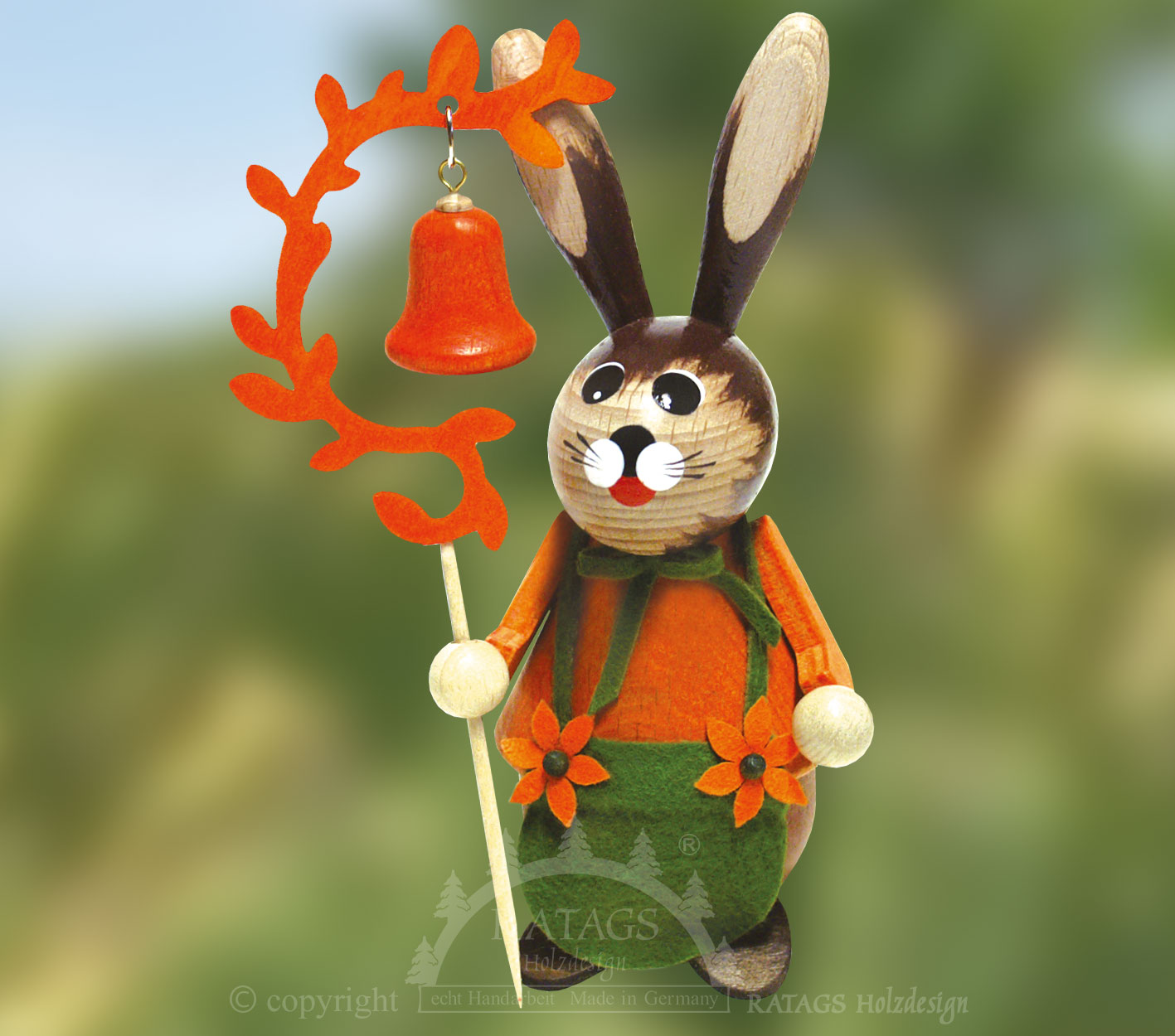 Knuffi Hase, Schürze, Stabglocke, ora