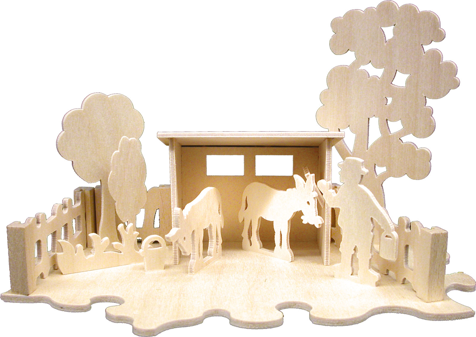 Puzzle Eselhof, zum Basteln, Stall Puzzle Eselhof, zum Basteln, Stall