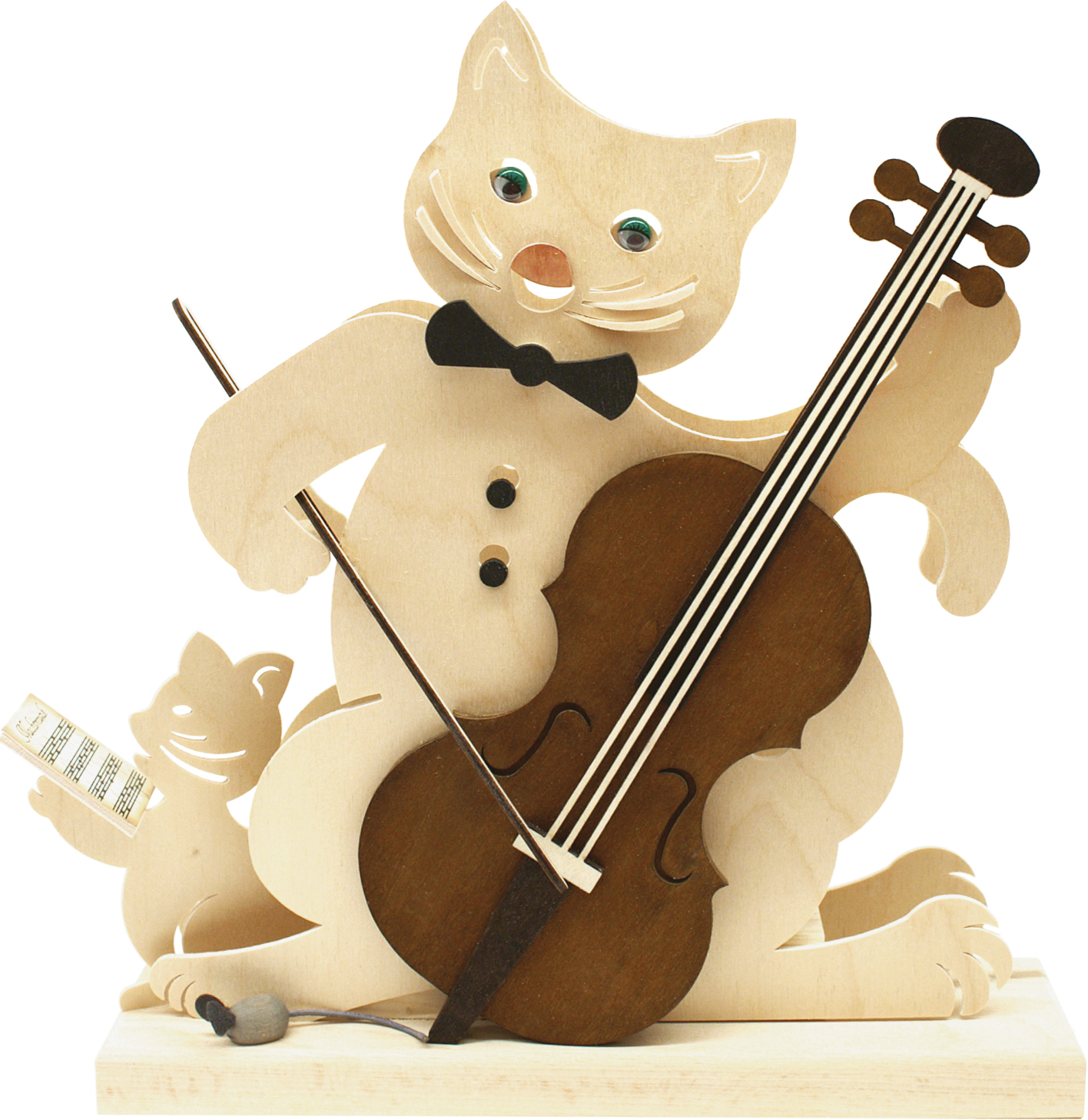 Katze mit Bass, beleuchtet