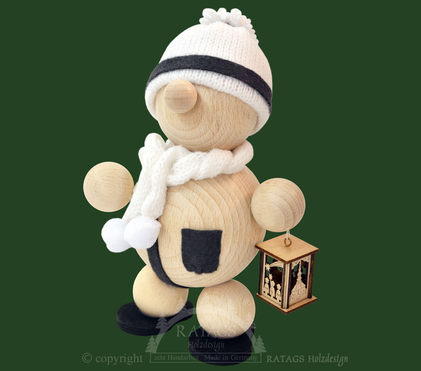 Schneemann mit Laterne weißer Schal