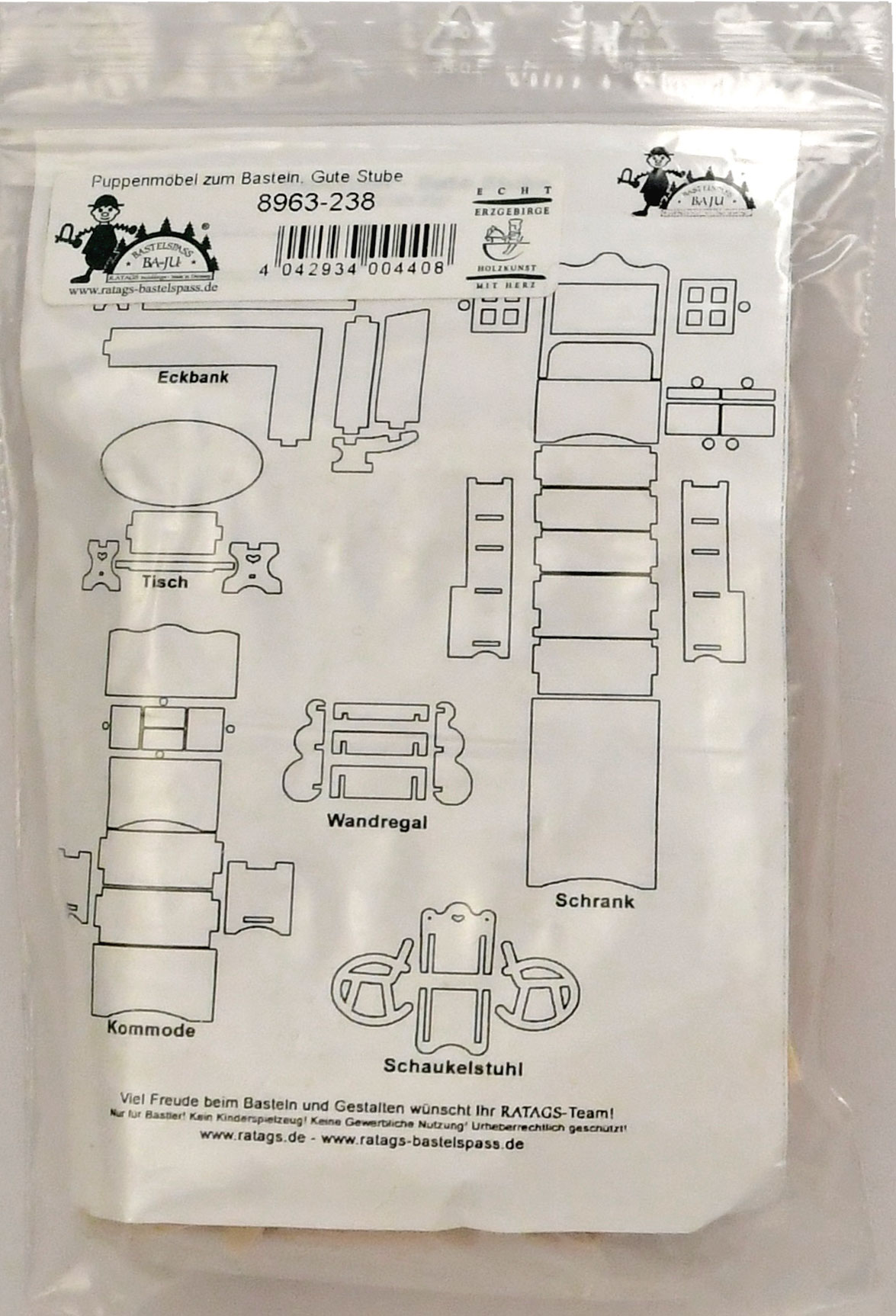 Puppenmöbel zum Basteln, Gute Stube Puppenmöbel zum Basteln, Gute Stube