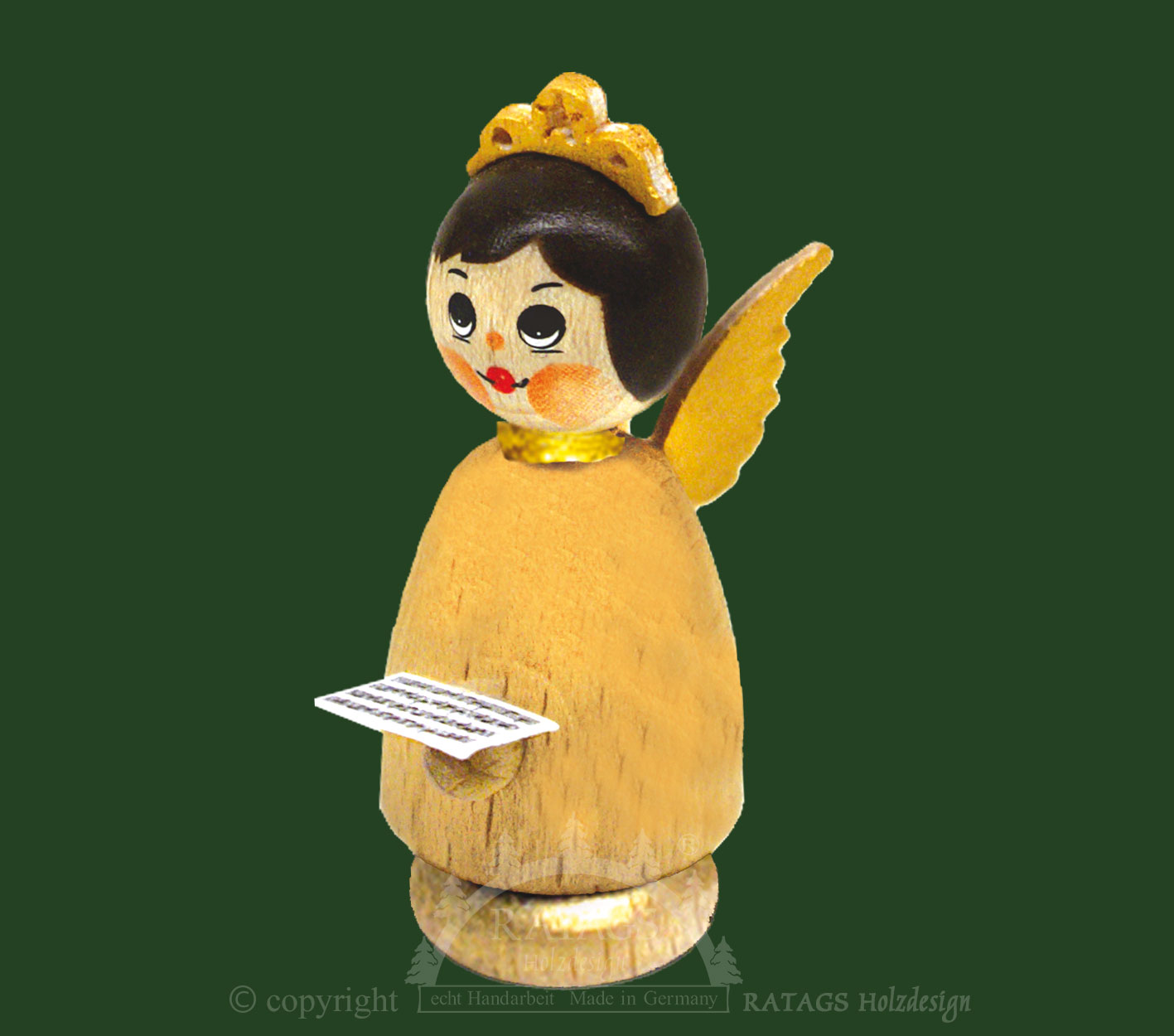 Figur, Engel klein mit Notenblatt, natur Figur, Engel klein mit Notenblatt, natur