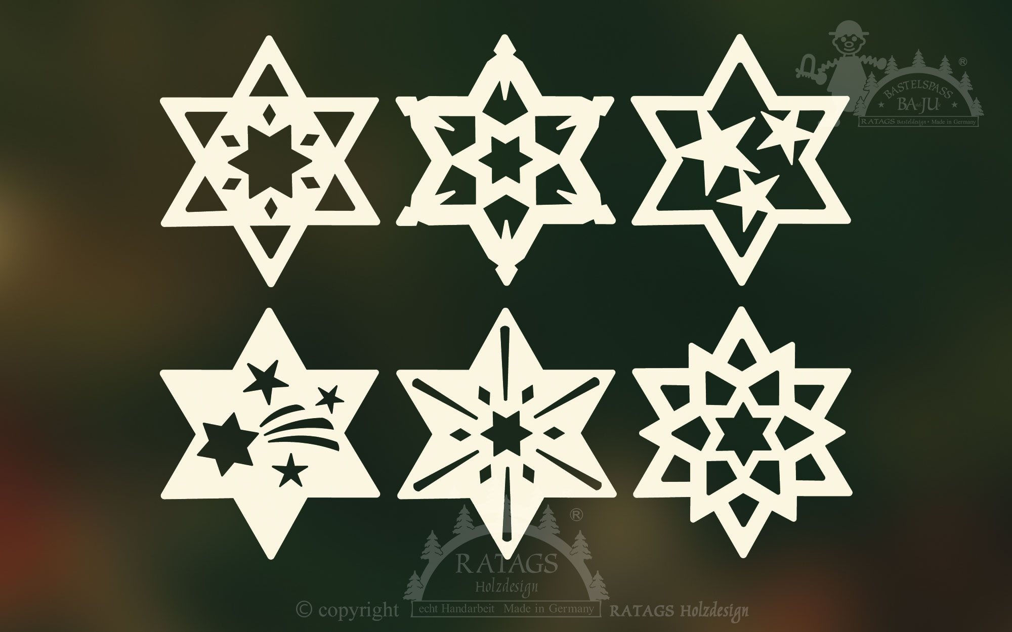Baumbehang, 6er Set, Sterne Baumbehang, 6er Set, Sterne