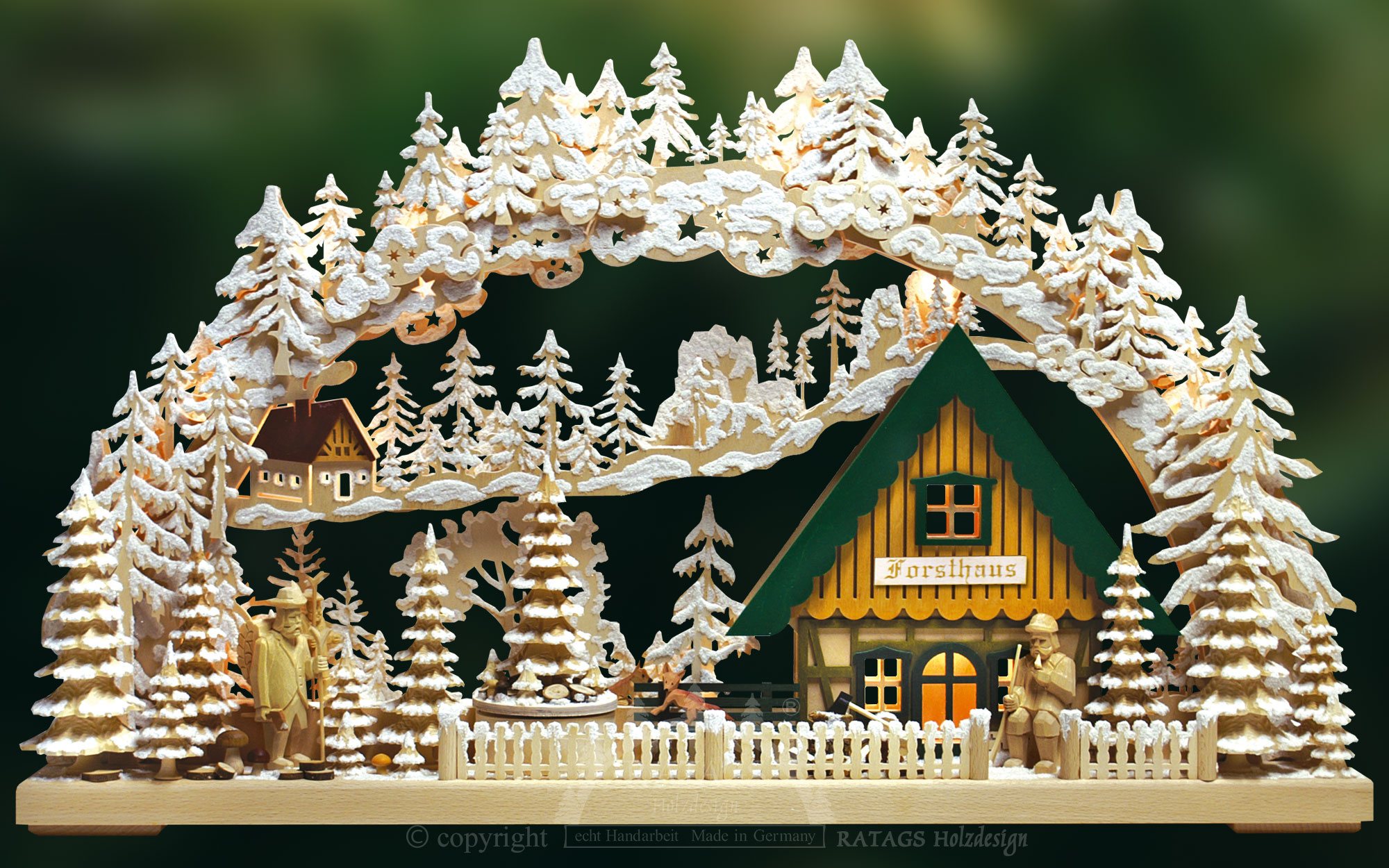 3D-Schwibbogen gr., Försterei, grün, Raureif 3D-Schwibbogen gr., Försterei, grün, Raureif