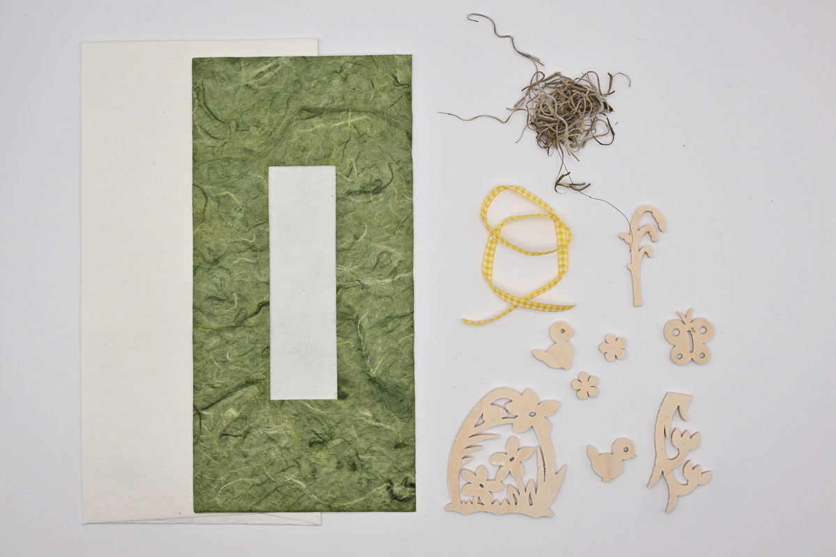 Karte, grün, mit Zubehör