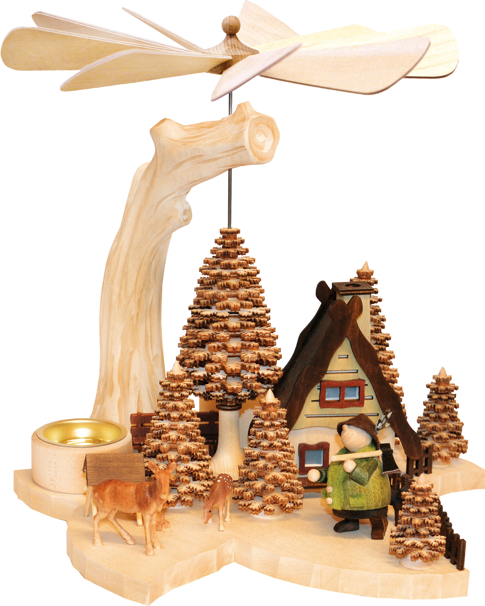 Massivblattholzpyramide mit Häuschen Förster