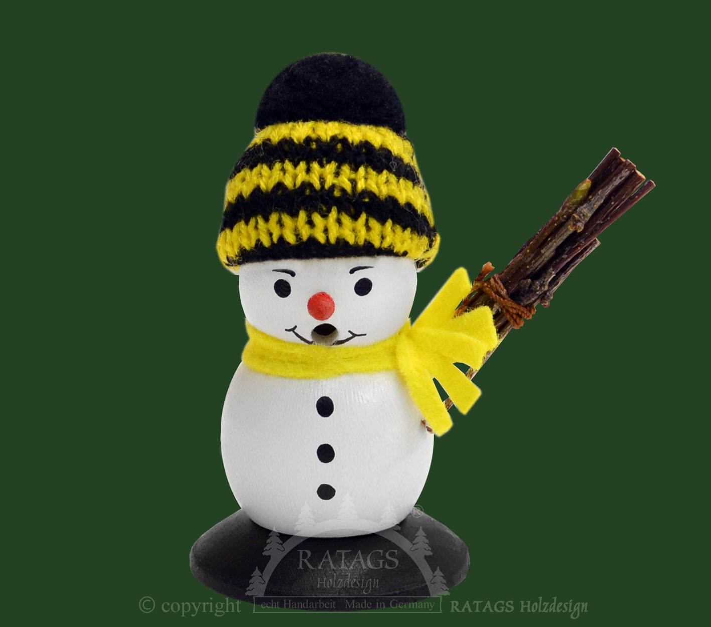Miniräuchermann, Schneemann mit Besen