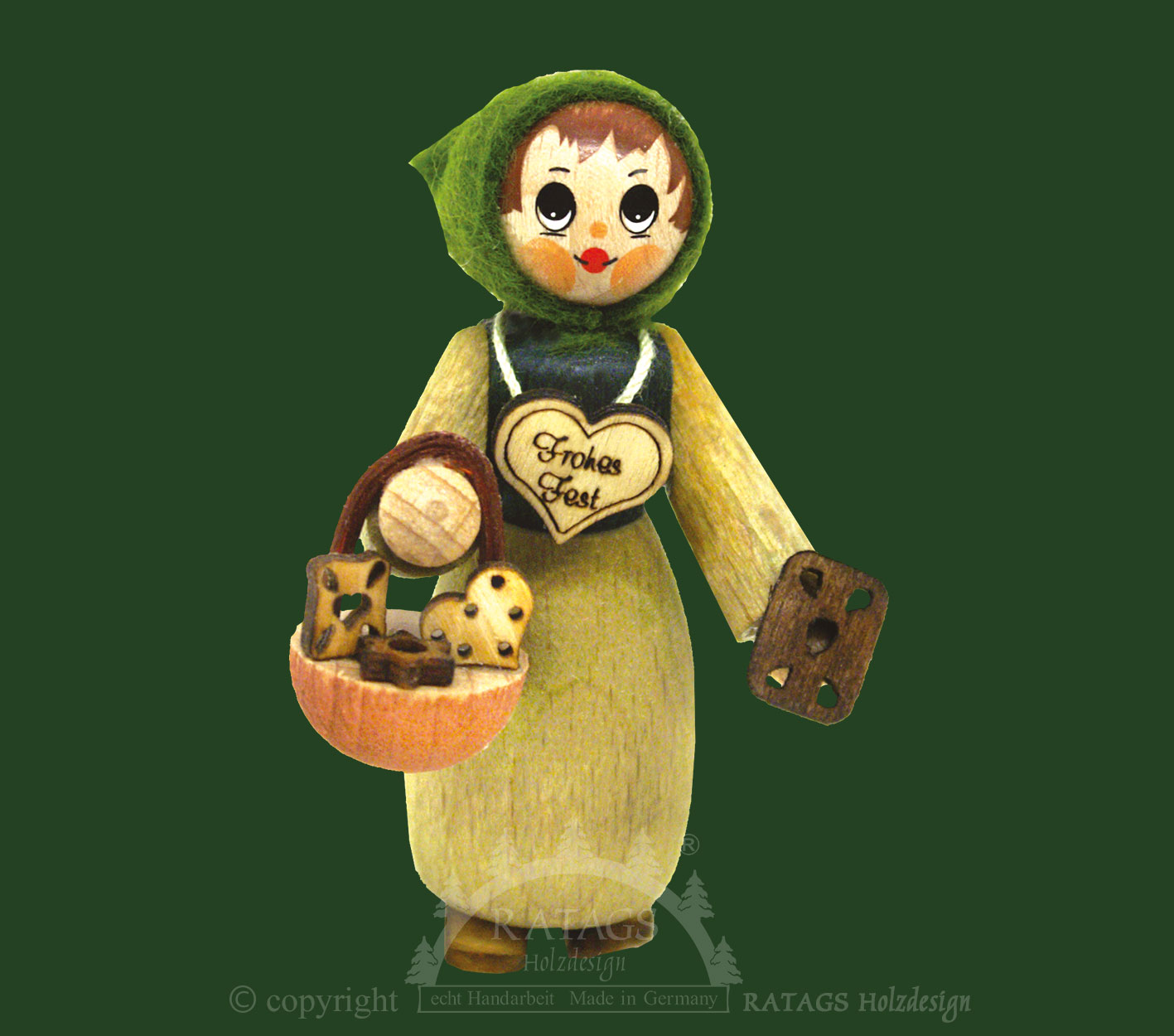 Figur, Pfefferkuchenfrau, hellgrün Figur, Pfefferkuchenfrau, hellgrün