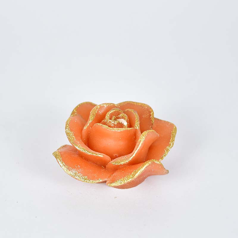 Kerze Rose, rose mit gold
