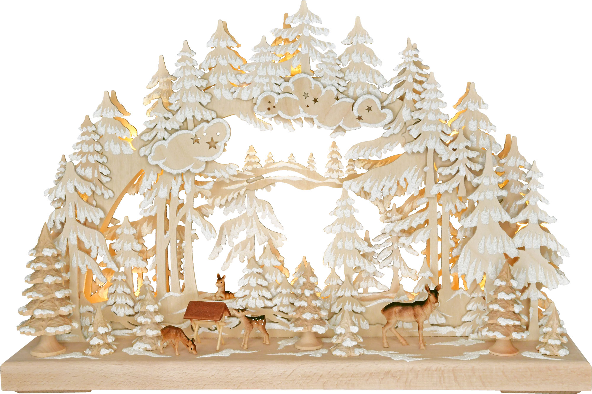 3D-Schwibbogen kl. Rehe auf der Lichtung Raureif 3D-Schwibbogen kl. Rehe auf der Lichtung Raureif