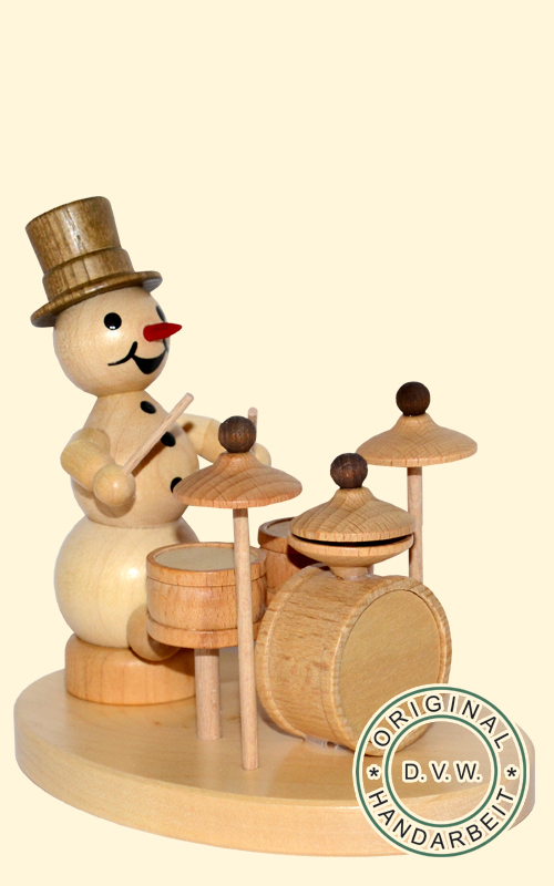 Schneemannmusikant "Schlagzeug" Sockel 12 cm Schneemannmusikant "Schlagzeug" Sockel 12 cm